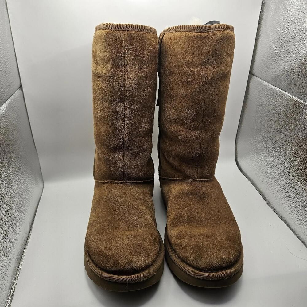 Ugg Australia Womens Allegra Bow II Tan Suede Sheep Lined Boots 1092969 Size 6